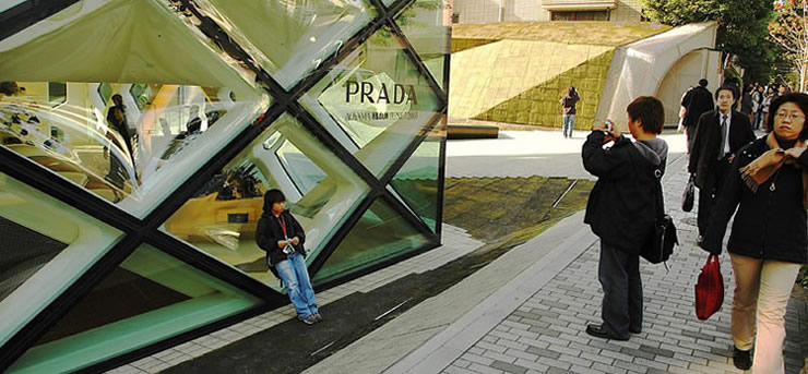 Herzog & de Meuron designed Prada store in Tokyo. Photo by pmorgan.